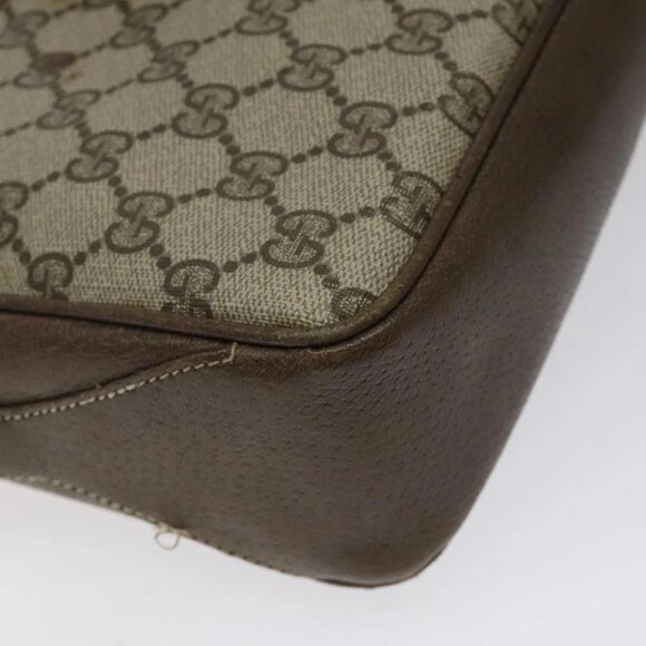 GUCCI GG Supreme Web Sherry Line Shoulder Bag PVC Beige Gold Red Auth BA1924 - Picture 12 of 15